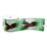 Green Frosty Holly Berries Grosgrain Ribbon