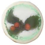 Green Frosty Holly Berries Sugar Cookie