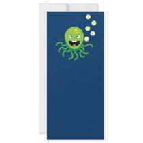 Green funny octopi rack card template