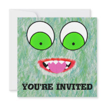 Green Fuzz Monster Invitations by wingedturtle Green Fuzz Monster Invitations