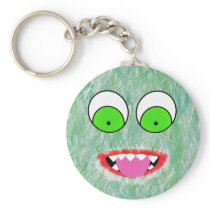 Green Fuzz Monster Keychain