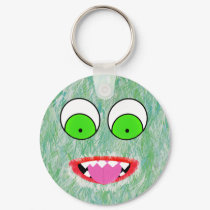 Green Fuzz Monster Keychain by wingedturtle Green Fuzz Monster Keychain