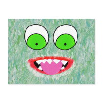 Green Fuzz Monster Postcard