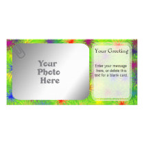 Green Fuzzy Dots PhotoCard Template Personalized Photo Card