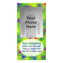 Green Fuzzy Dots Vertical PhotoCard Template Photo Card Template