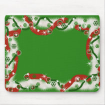 Green Fuzzy Holiday Border mousepads by patsarts Green Fuzzy Holiday Border mousepads