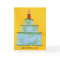 Green Fuzzy Swirled Birthday Cake cards