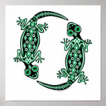 Green Geckos Totem Poster posters