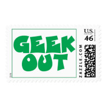 Green Geek Out Text Design postage by geekme Green Geek Out Text Design postage