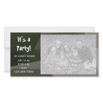 Green Geometric Camouflage Party Invitation photo cards