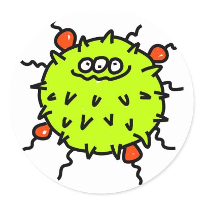 Green Germ Round Stickers by prawny