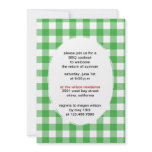 Green Gingham - bbq party invitations-CUSTOM