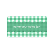 Green Gingham Checkered Design Kitchen Label