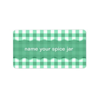 Green Gingham Checkered Design Kitchen Label