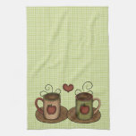 Green Gingham Coffee Time Kitchen Towel
