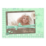 Green Gingham Lace Custom Invitations