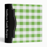 Green Gingham personalized Recipe Binder