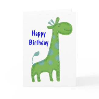 Green Giraffe Birthday zazzle_card