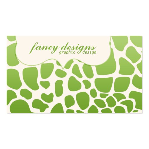 Green Giraffe Print Business Card (front side)
