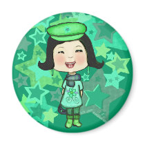 Green Girl T-Shirt magnets