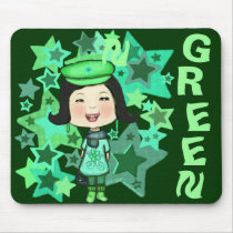 Green Girl T-Shirt mousepads by jamiecreates1 Green Girl T-Shirt mousepads