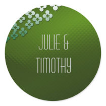 Green glass with flowers stickers