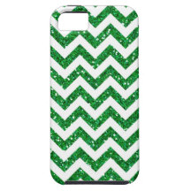 Green Glitter Chevron Pattern iPhone 5 Cases