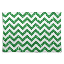 Green Glitter Chevron Pattern Place Mat