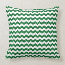 Green glitter chevrons throw pillow