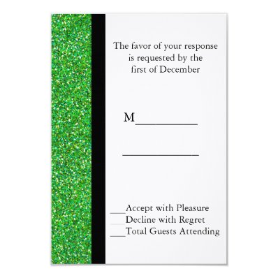 Green Glitter Wedding RSVP Card 3.5" X 5" Invitation Card