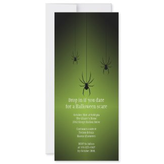 Green glow black spider Halloween invitation card invitation