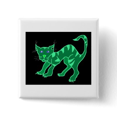 Green Glow Cheshie by Wendy C. Allen Button by eelkat