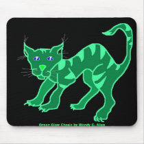Green Glow Chesie by Wendy C. Allen, Green Glo... mousepads