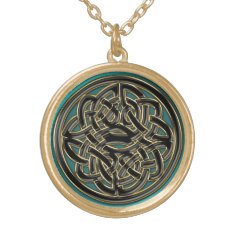 Green Gold and Black Celtic Knot Necklace