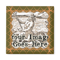 Green & Gold Art Nouveau Frame Template magnets