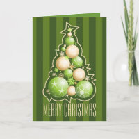 Green & Gold Bubbles Christmas Tree card
