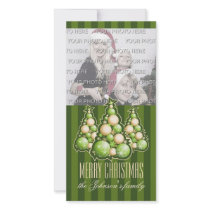 Green & Gold Bubbles Christmas Tree Photo Card Template