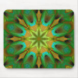 Green Gold Flower Star Mandala Mousepad
