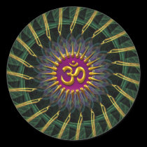 Green+Gold Fractal Swirl Golden (Aum) Symbol Stick stickers
