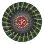 Green Gold Fractal Swirl Golden (Aum) Symbol Stick Sticker