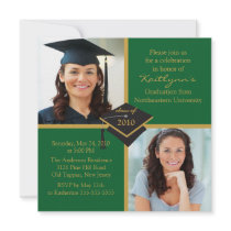 Green & Gold Photo Graduation Invitation