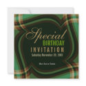 Green Gold Tartan Square Invitation invitation