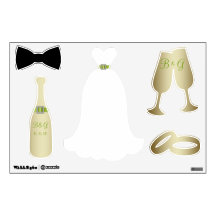 GREEN GOLD WEDDING THEME WALL DECALS