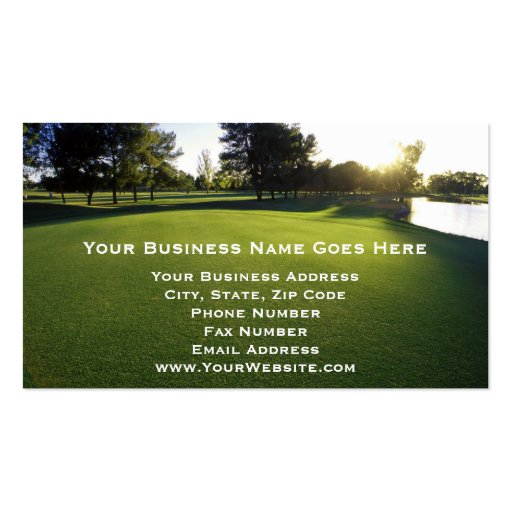 Green Golf Course at Dawn Business Card Template (front side)