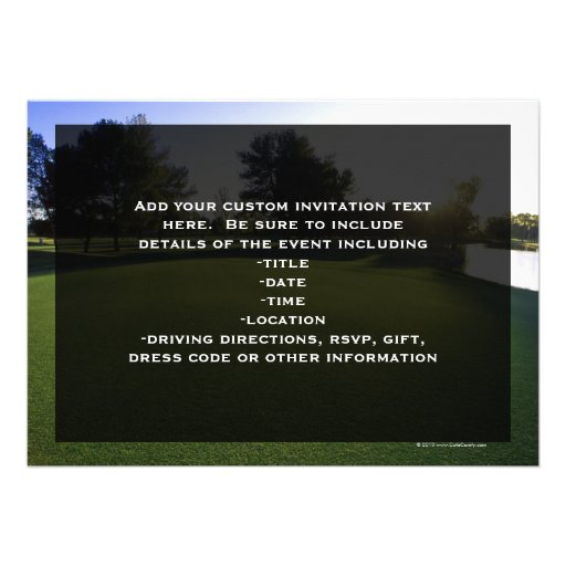 Green Golf Course at Dawn Custom Invitation