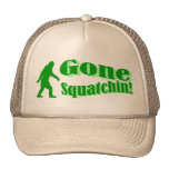 Green gone squatchin slogan text mesh hats