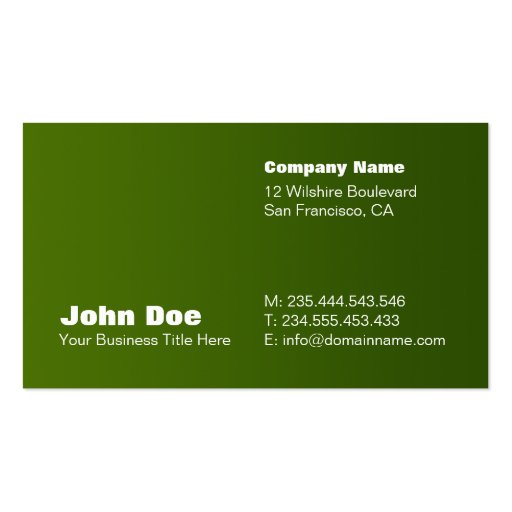 Green Gradient Custom Business Card Template (front side)