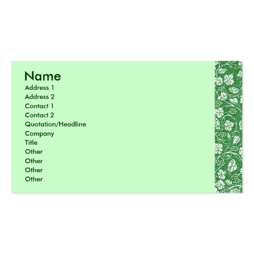 Green Grape Leave Profile Card Business Card (front side)