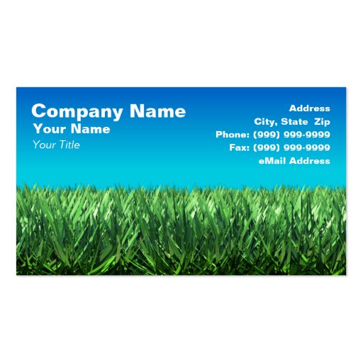 Green Grass Against Clear Blue Sky Business Card (front side)