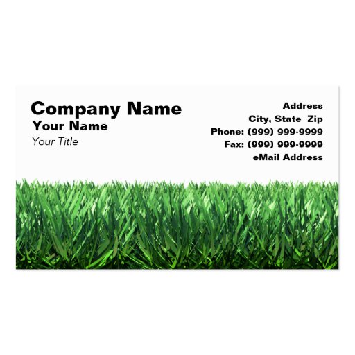 Green Grass Against White Background Business Cards (front side)
